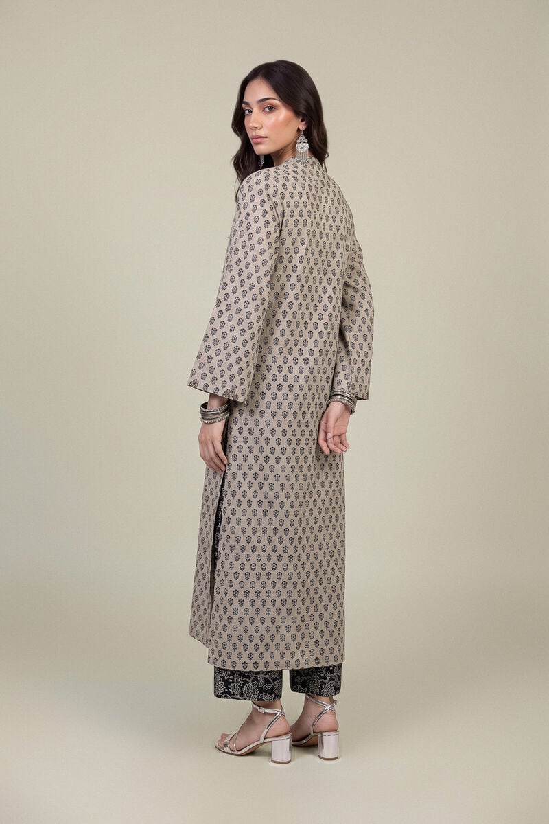 Printed | Light Khaddar | Longline V-Neck Kurta | USD 35.00