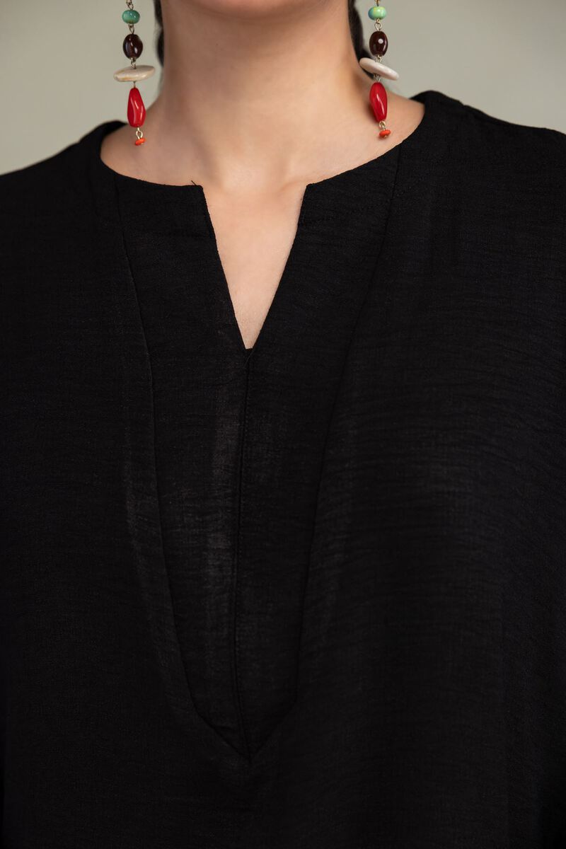 Dyed | Crepe Georgette | Solid Black Tunic | USD 40.00