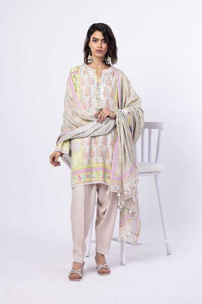 Embroidered | Light Oak Silk | Dupatta | USD 40.00