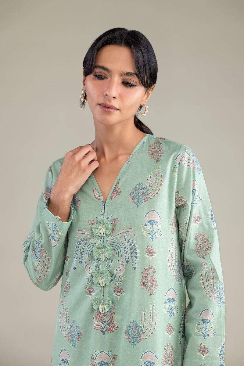 Cambric | Mint V-Neck Kurta | USD 35.00