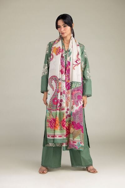 Embroidered | Cotton Dobby | Solid Green Pants | USD 30.00