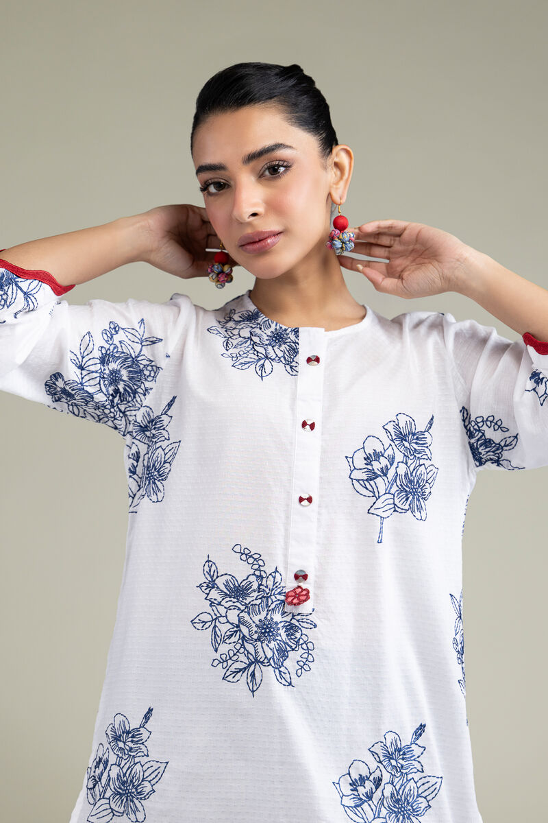 Embroidered | Cotton Dobby | Floral Round-Neck Kurta | USD 12.00