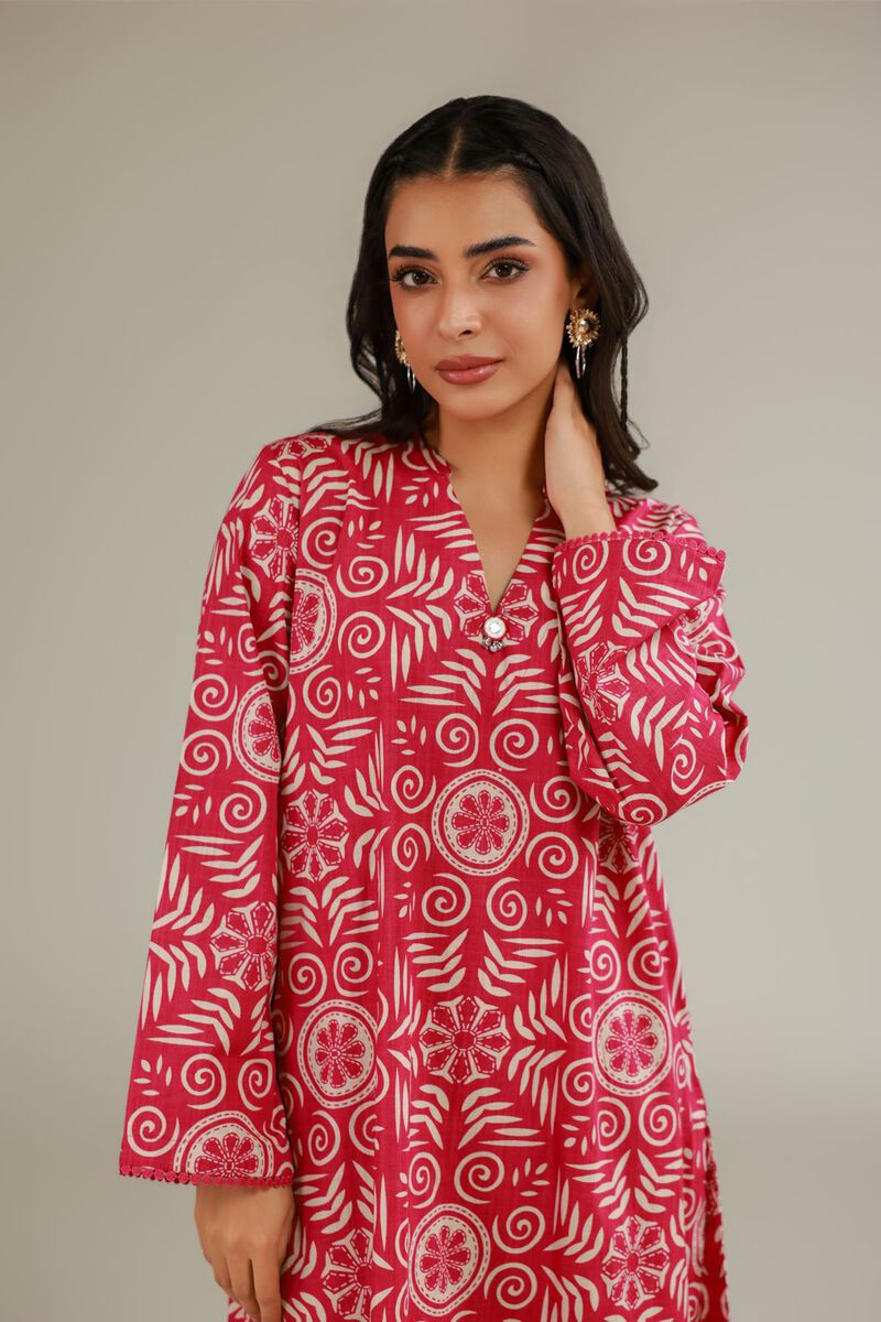 Printed | Textured Cotton | Floral Red Kurta | USD 30.00