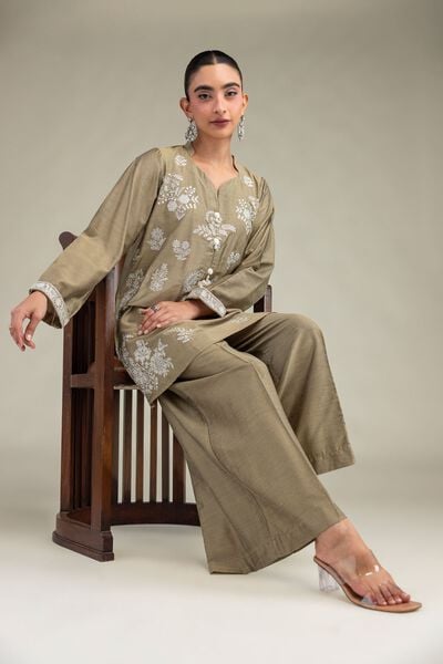 Printed | Raw Silk | Floral Silk Kurta | USD 55.00