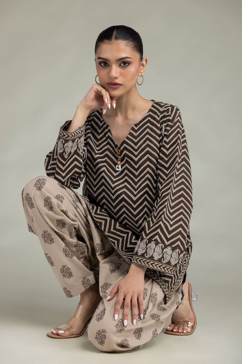 Printed | Cambric | Brown Short Kurta | USD 40.00