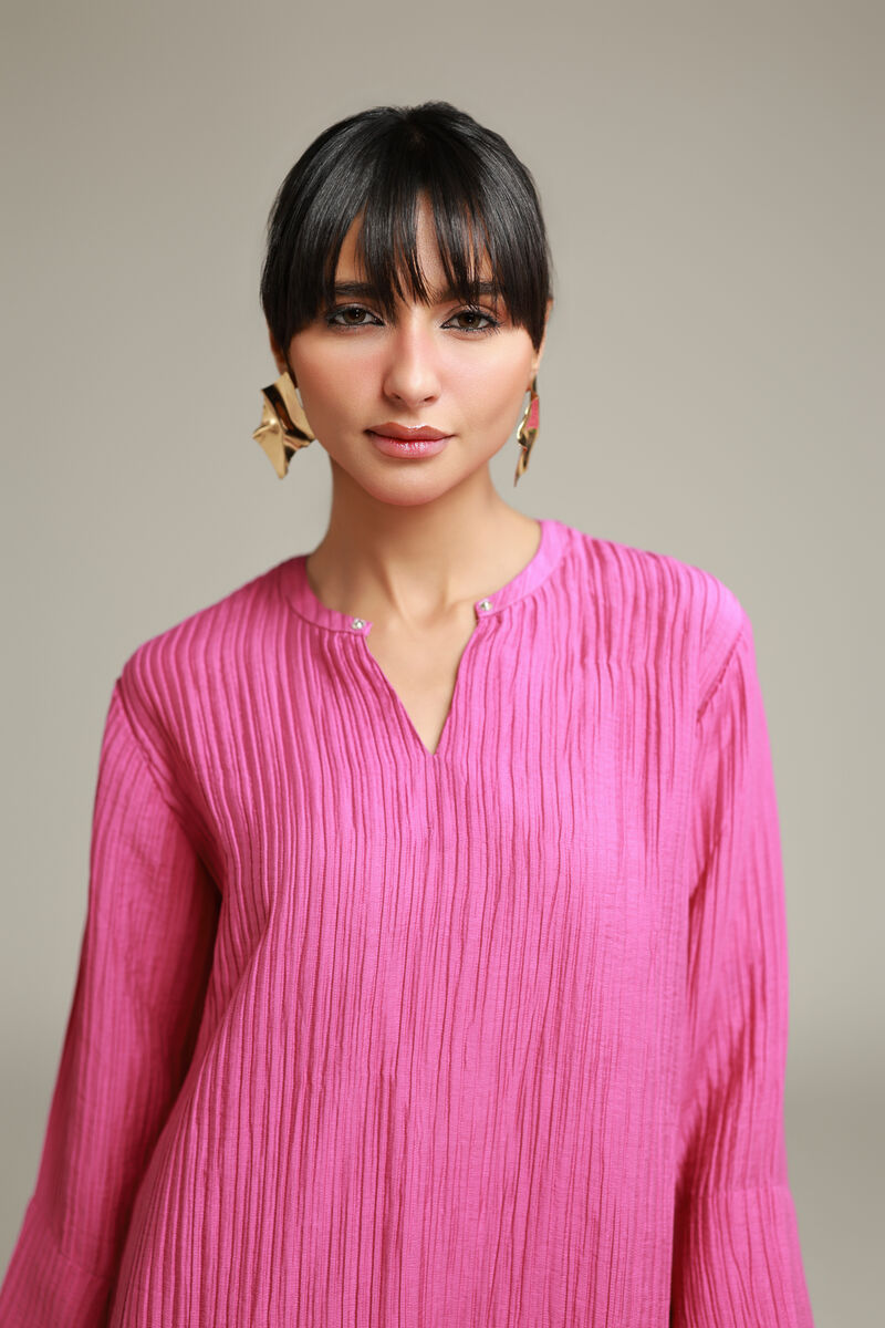 Dyed | Blended Crinkle | V-Neck Short Kurta | USD 35.00