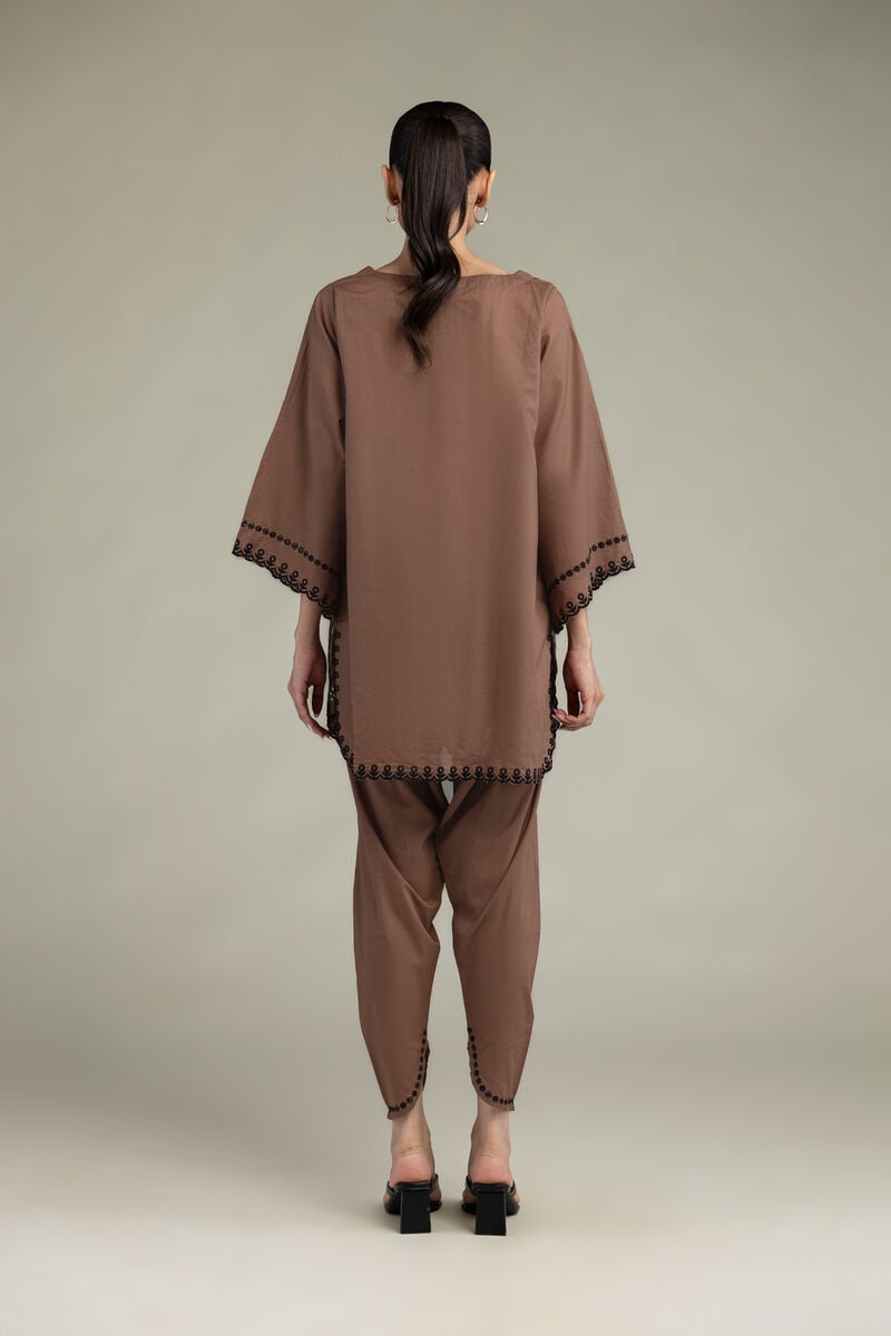 Embroidered | Cambric | Short Brown Kurta | USD 45.00