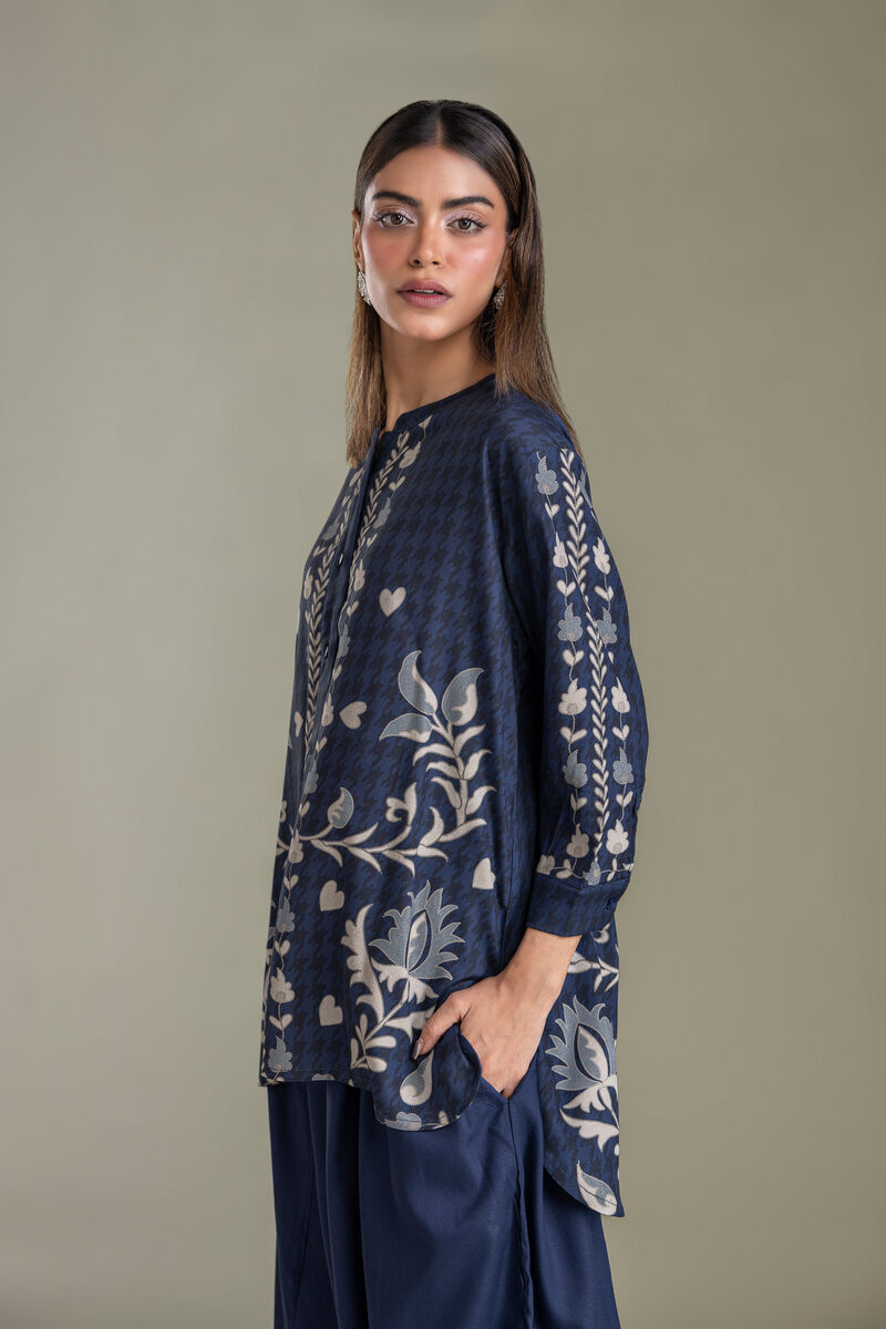 Printed | Viscose Crepe | Navy Floral Shirt | USD 40.00