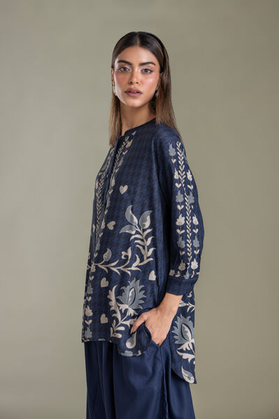 Printed | Viscose Crepe | Navy Floral Shirt | USD 40.00