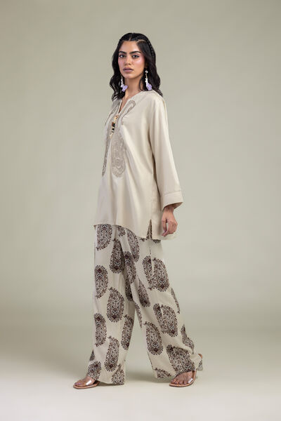 Embroidered | Viscose Crepe | Paisley Viscose Trousers | USD 35.00