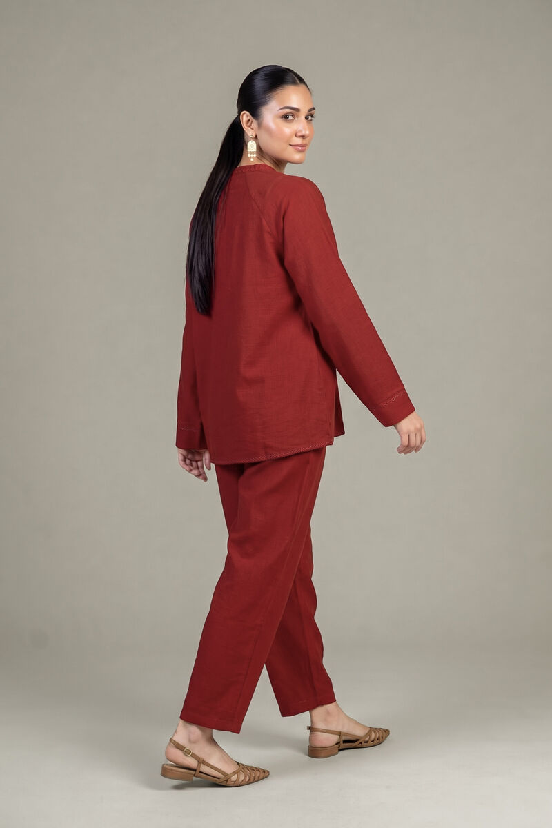 Dyed | Crepe | Rust V-Neck Tunic | USD 40.00