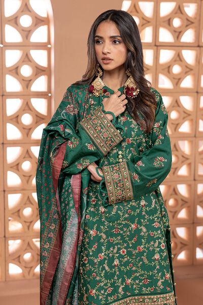 Dull Raw Silk | Embroidered | Tailored 3 Piece | USD 70.00