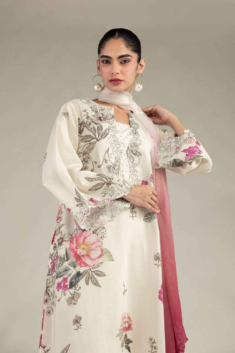 Embroidered | Chiffon | Pink Chiffon Dupatta | USD 30.00