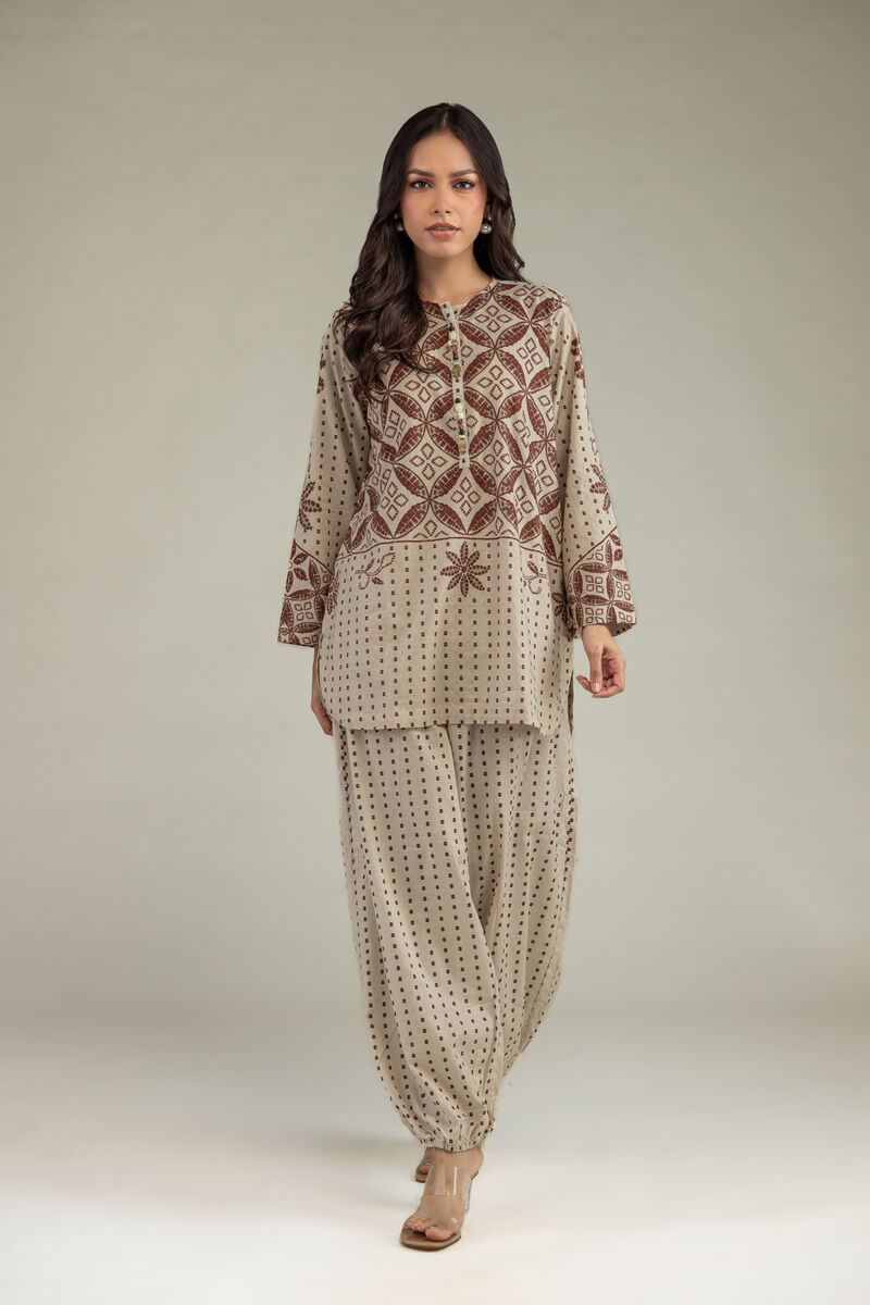Printed | Cotton Dobby | Beige Cotton Kurta | USD 30.00