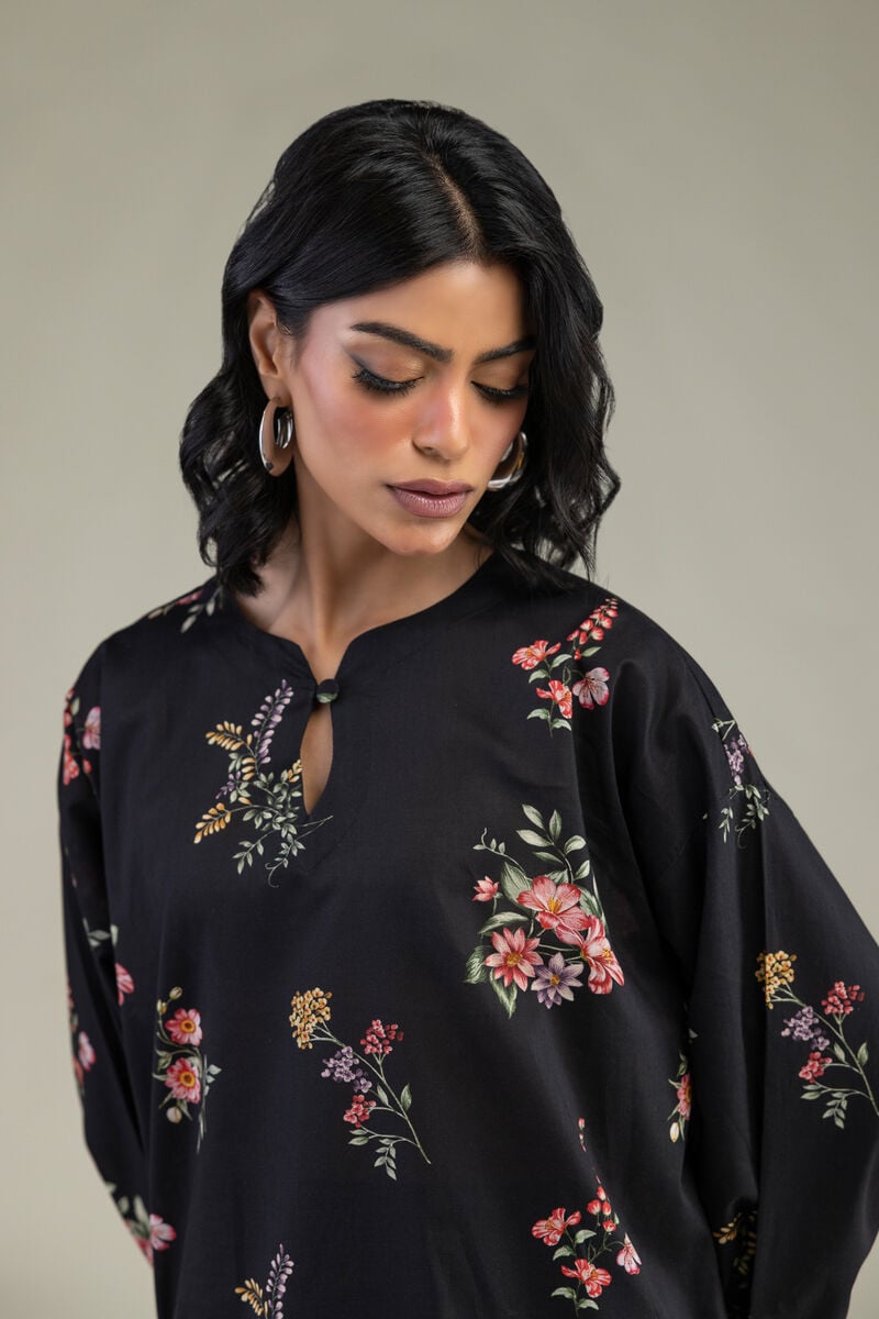 Embroidered | Cambric | Black Floral Kurta | USD 30.00