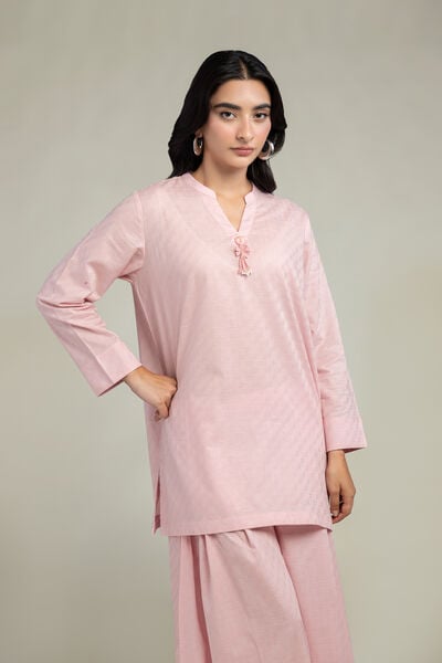 Dyed | Cotton Dobby | Solid V-Neck Kurta | USD 35.00