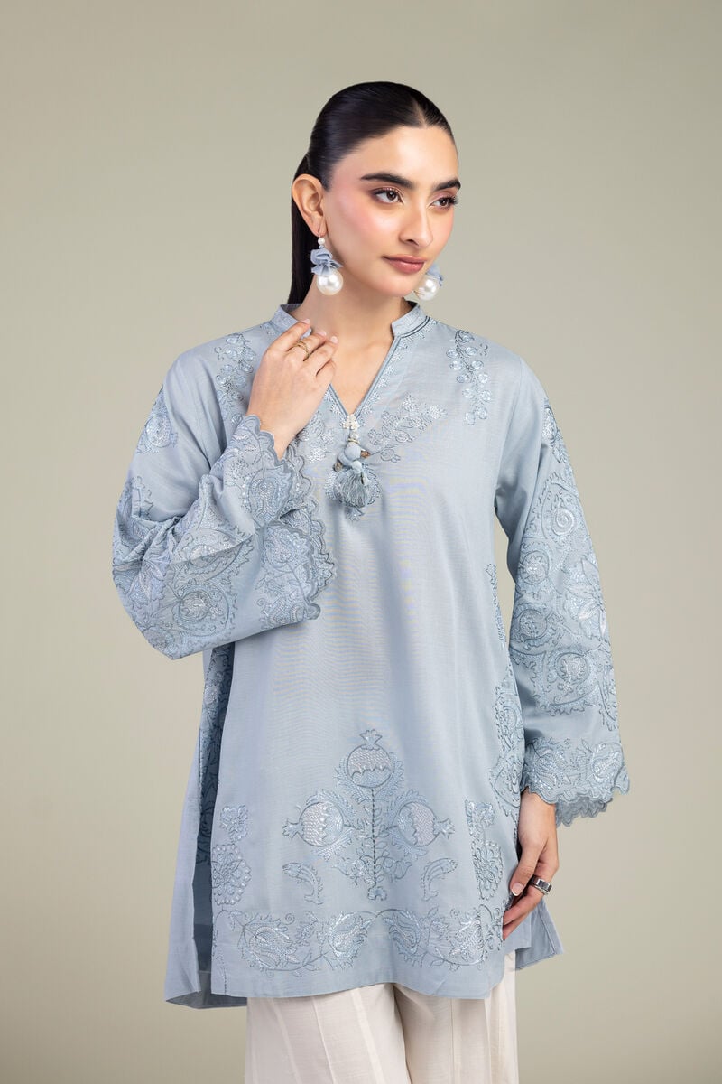 Embroidered | Raw Silk | Blue Silk Kurta | USD 55.00