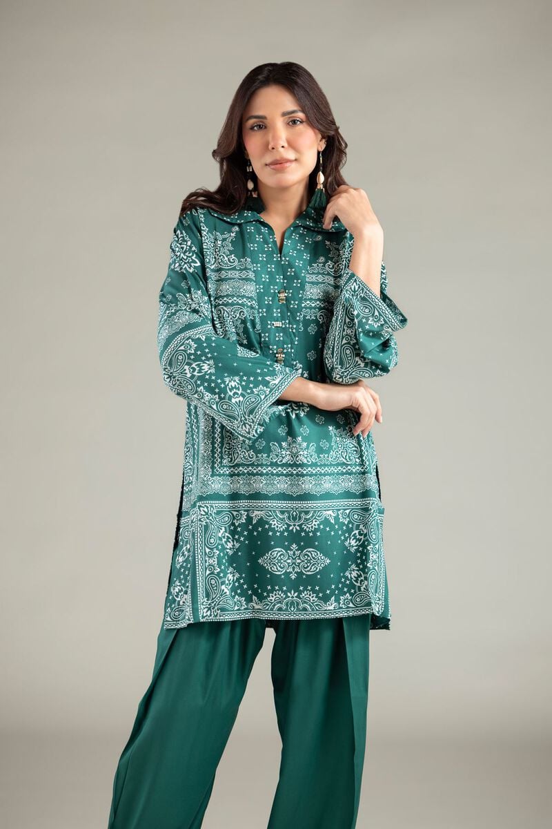 Printed | Viscose | Geometric Wing-Collar Kurta | USD 35.00