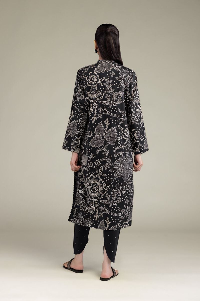 Printed | Cotton Viscose | Black Longline Kurta | USD 35.00