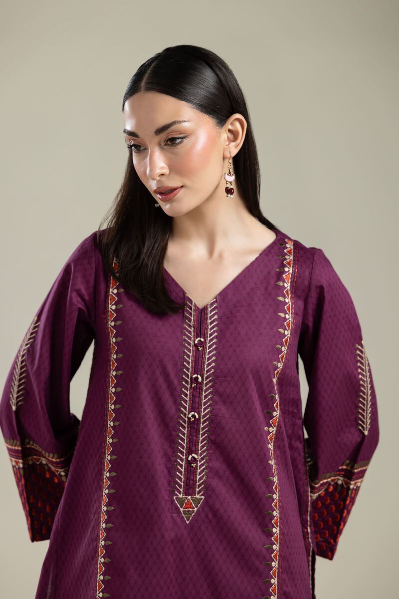 Embroidered |Cotton Dobby | V-Neck Cotton Kurta | USD 35.00