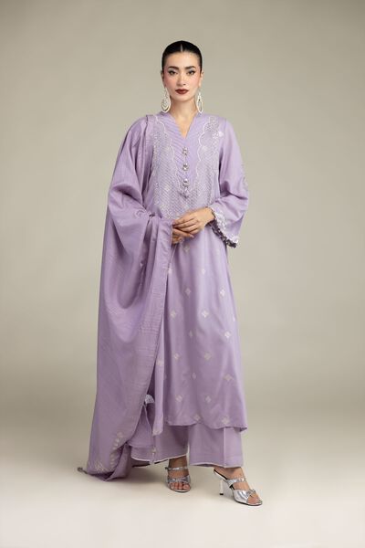 Embroidered | Raw Silk | Solid Lavender Pants | USD 30.00