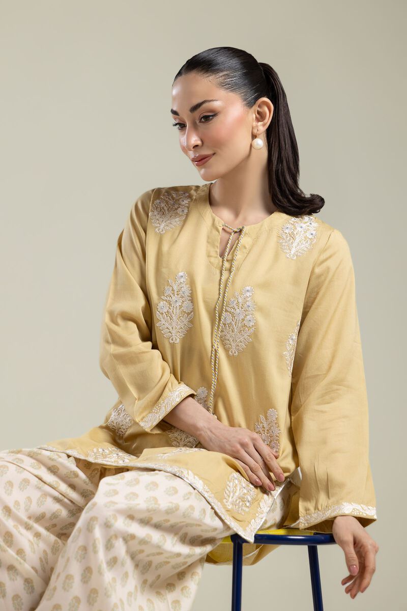 Embroidered | Textured Weave | Floral Embroidered Kurta | USD 40.00