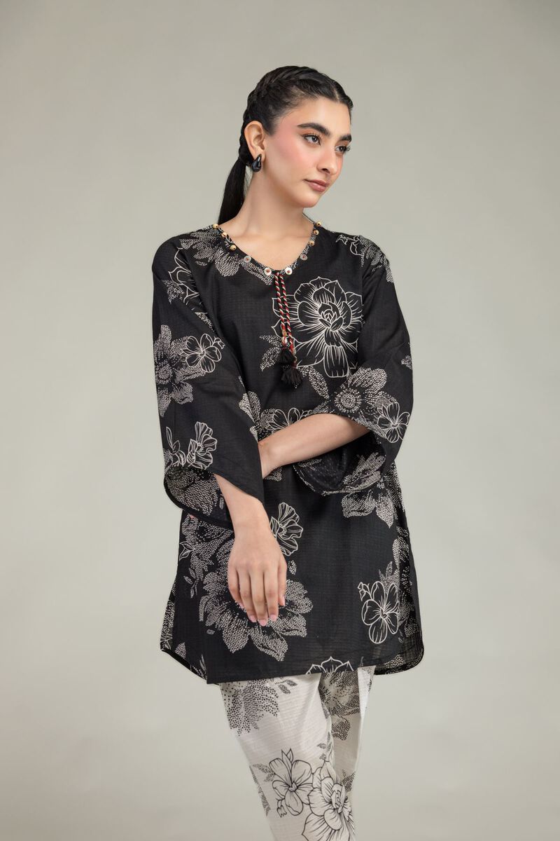 Printed | Cotton Dobby | Black Floral Kurta | USD 30.00