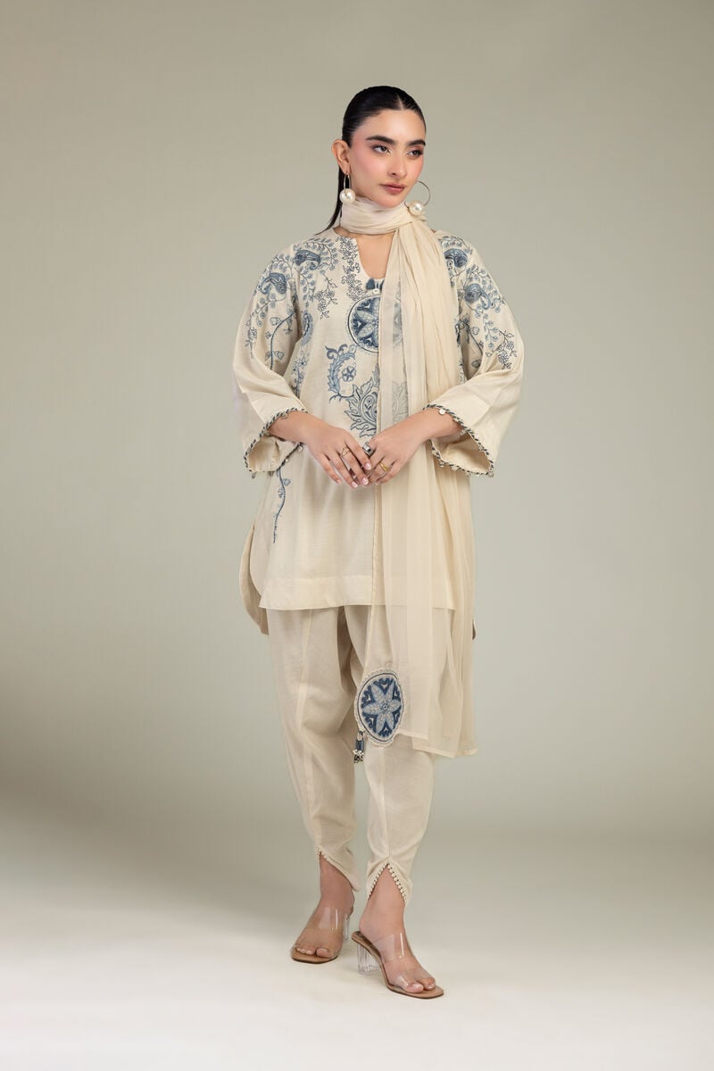 Embroidered | Chiffon | Off-White Chiffon Dupatta | USD 40.00