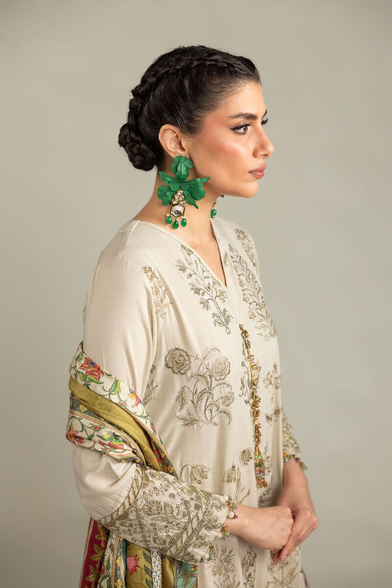 Embroidered | Raw Silk | 3-Piece Co-ord Set | USD 180.00