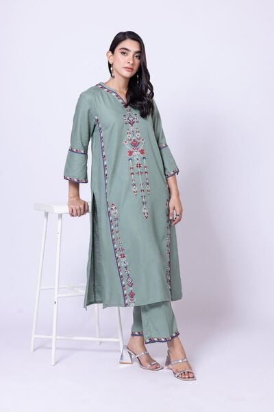 Embroidered | Dull Raw Silk | Pants | USD 4.50