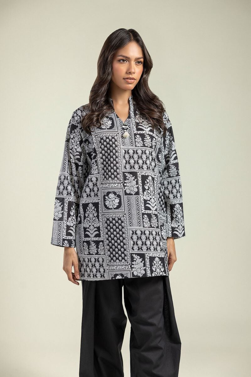 Printed | Cambric | Black Floral Kurta | USD 35.00