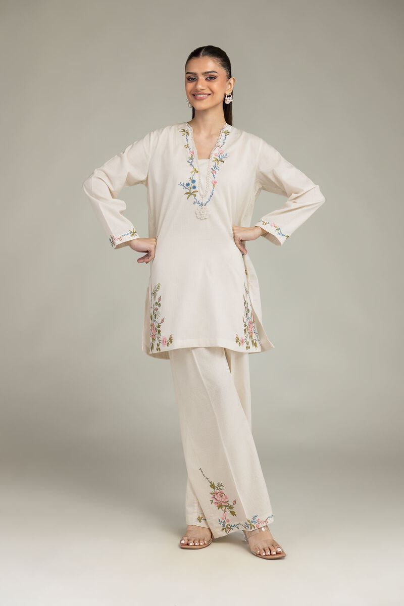 Embroidered | Cotton Dobby | Floral Cotton Pants | USD 25.00