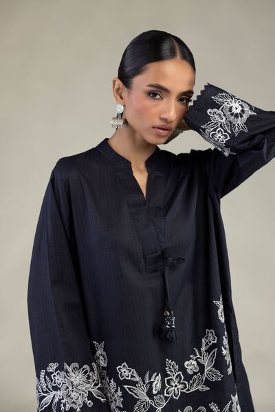 Embroidered | Cotton Dobby | Short V-Neck Kurta | USD 40.00