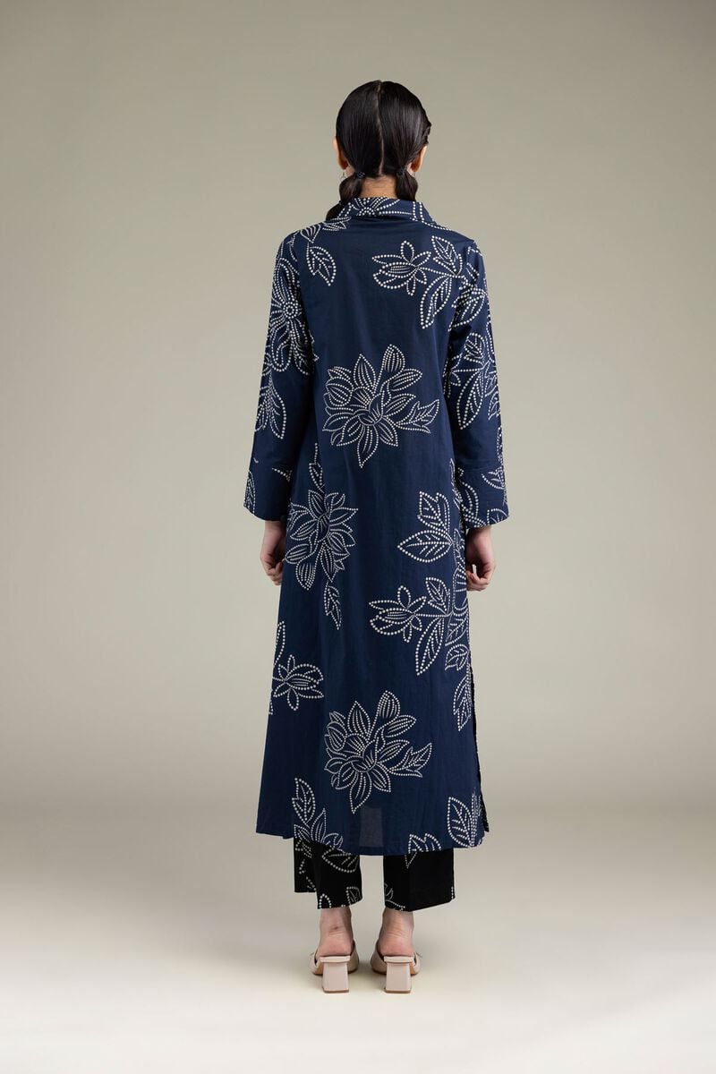 Printed | Cambric | Navy Longline Kurta | USD 35.00