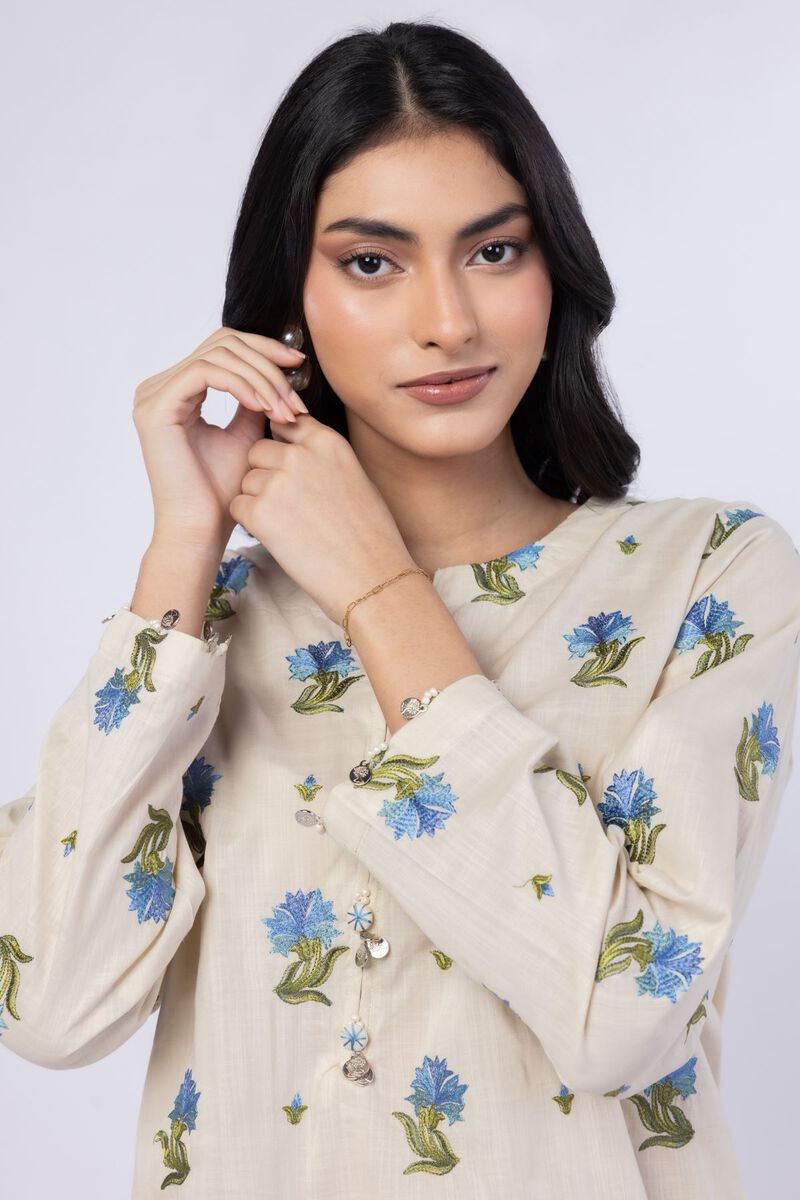 Embroidered | Crosshatch Poplin | Kurta | USD 17.50