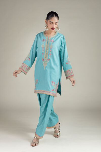 Embroidered | Raw Silk | Pants | USD 14.00