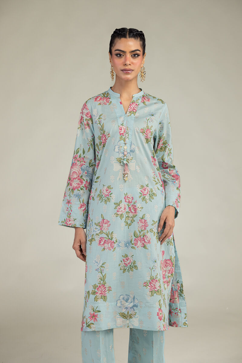 Printed | Cambric | Blue Floral Kurta | USD 35.00