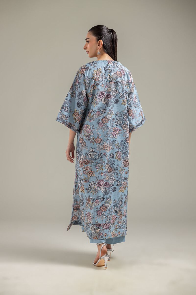 Embroidered | Cotton Dobby | Blue Longline Kurta | USD 35.00