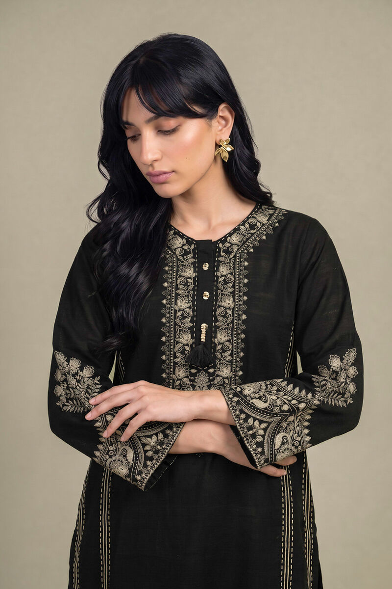 Printed | Light Khaddar | Black Khaddar Kurta | USD 45.00