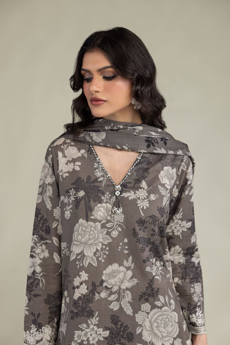 Embroidered | Lawn | Gray Lawn Dupatta | USD 25.00