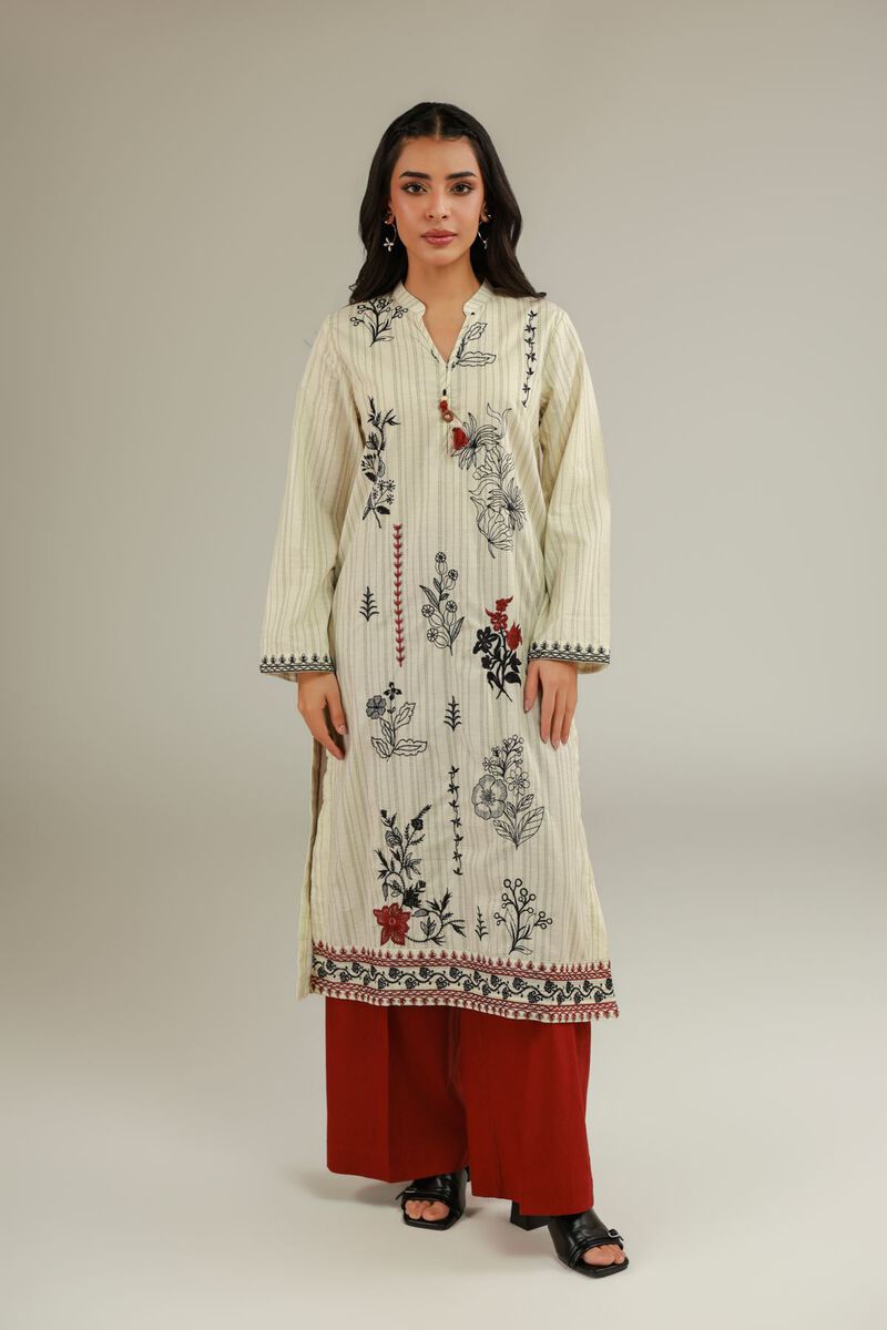 Embroidered | Cotton Dobby | Floral Cotton Kurta | USD 35.00