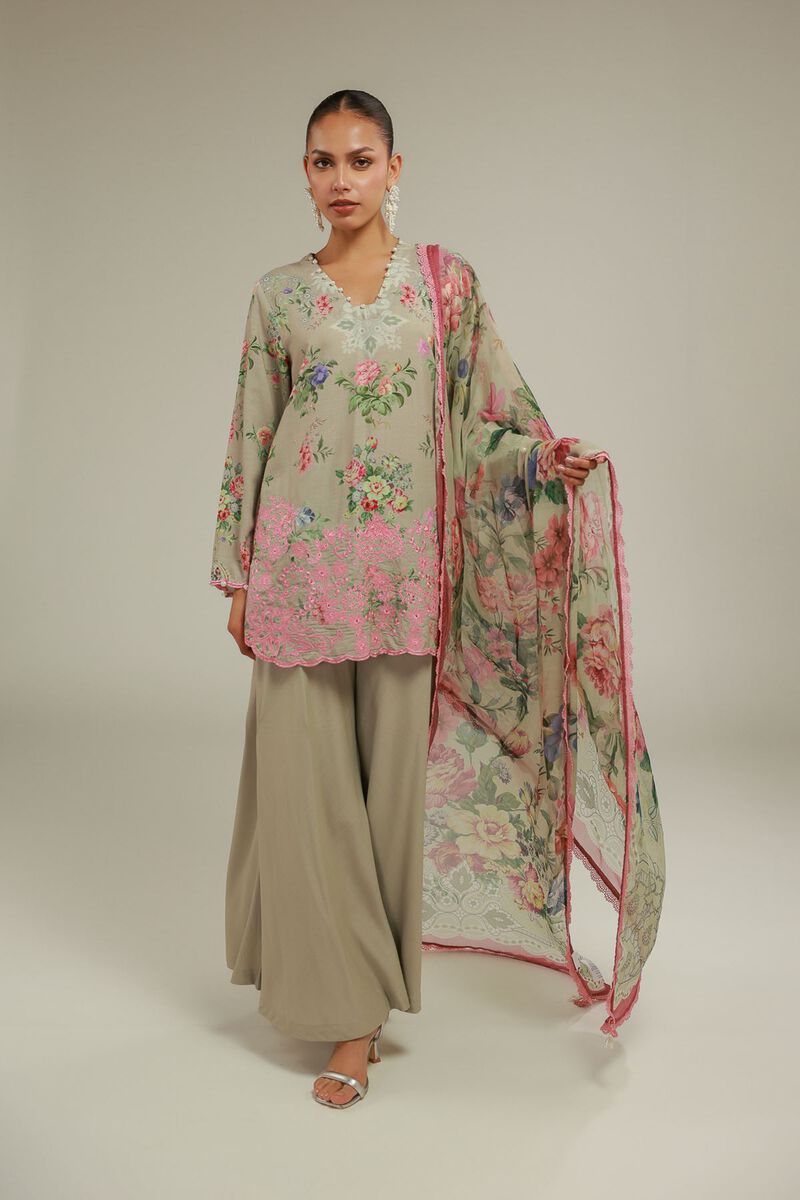 Embroidered | Chiffon | Floral Lace-Up Dupatta | USD 35.00