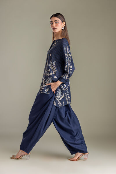 Printed | Viscose Crepe | Navy Solid Pants | USD 35.00