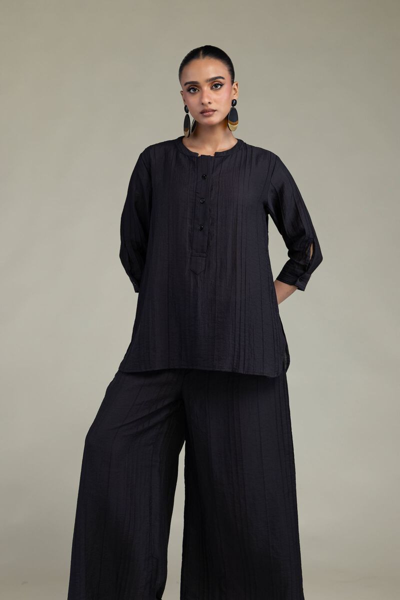 Dyed | Blended Crinkle | Black Crinkle Tunic | USD 40.00