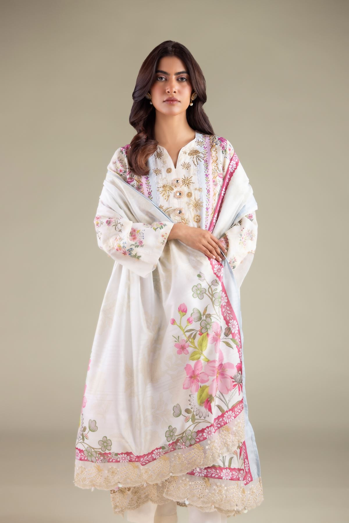 Buy Floral Lace Dupatta | 0.0 N/A | 2-26-110-C-C-VG_MULTI | Khaadi