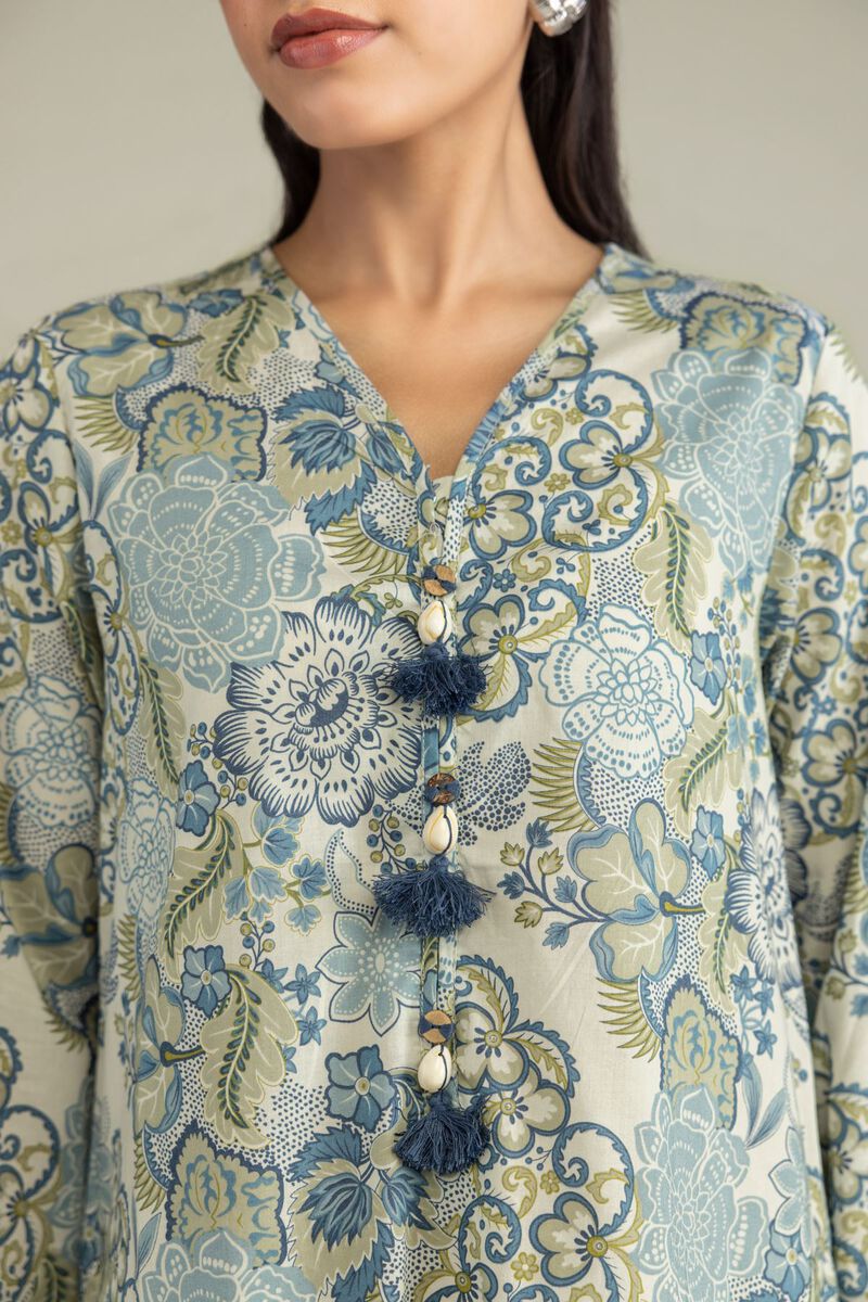 Printed | Cambric | Floral V-Neck Kurta | USD 35.00