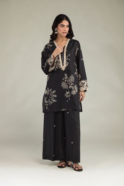 Embroidered | Cambric | Black Cambric Pants | USD 25.00