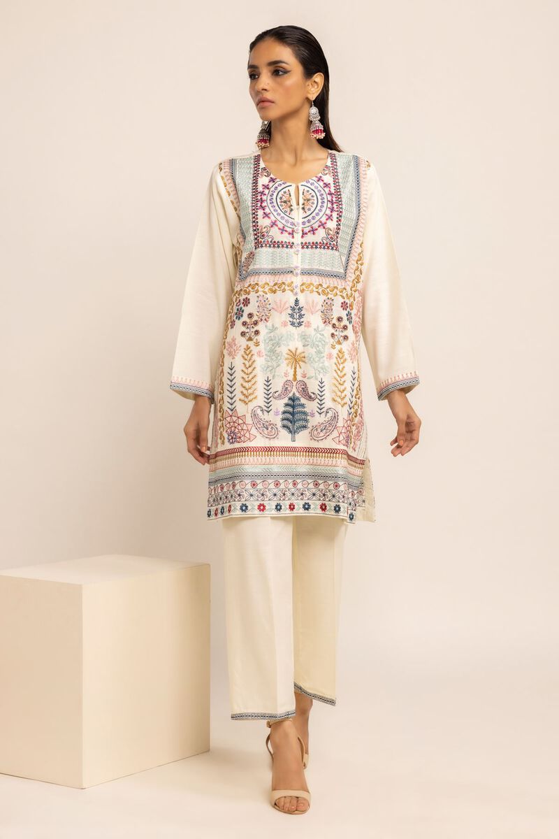 Kurta | Embroidered, OFF-WHITE, hi-res image number null