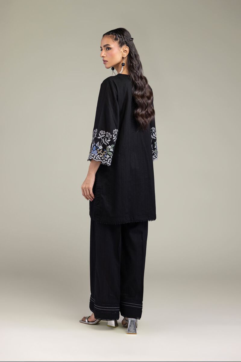 Embroidered | Textured Cotton | Black Cotton Kurta | USD 45.00