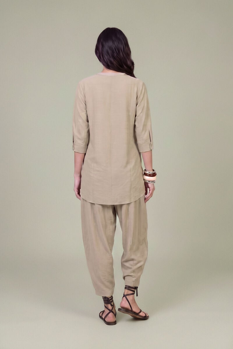 Dyed | Textured Georgette | Solid Beige Shirt | USD 40.00